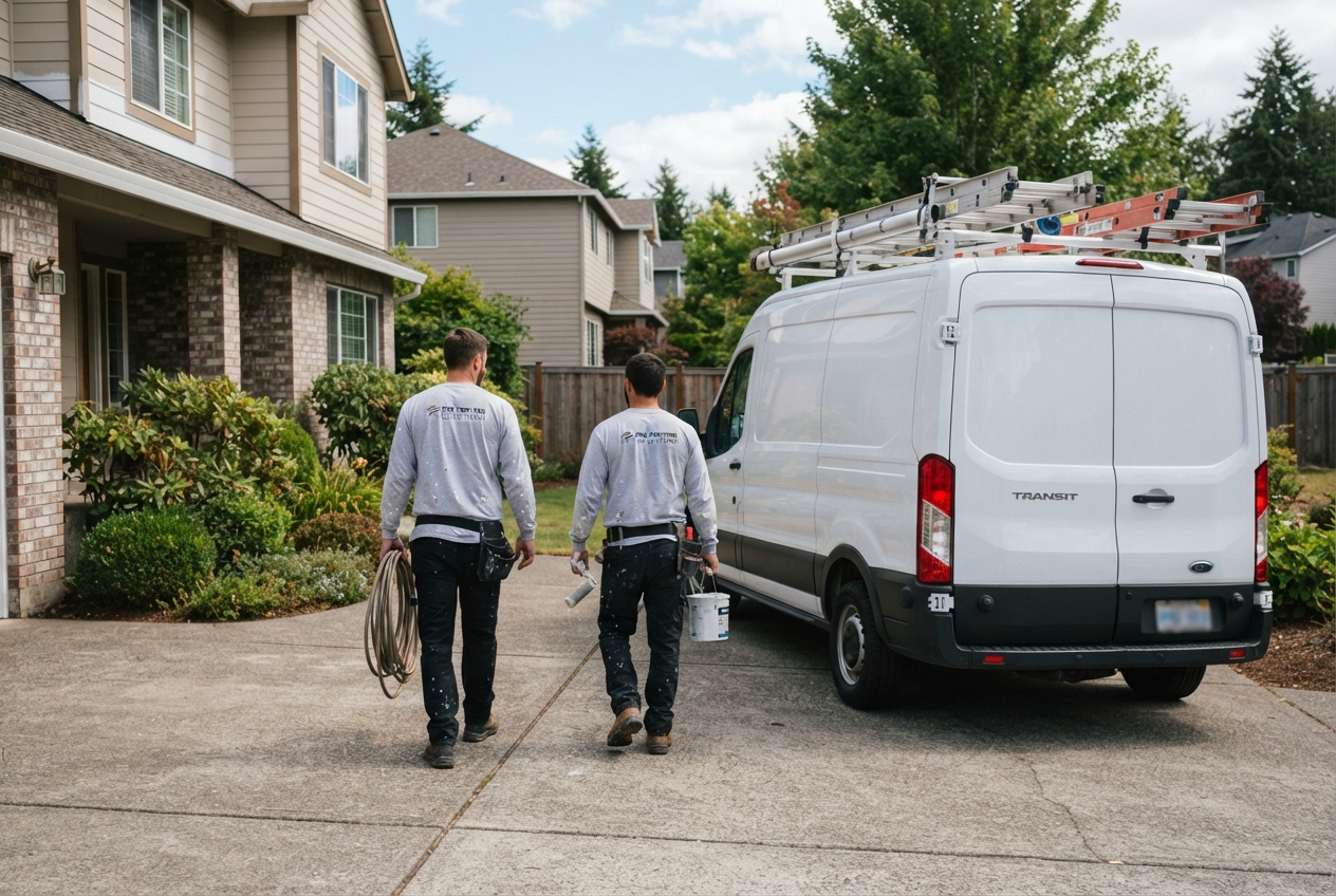 All Metro Painting crew arriving at a job site in Little Rock, AR