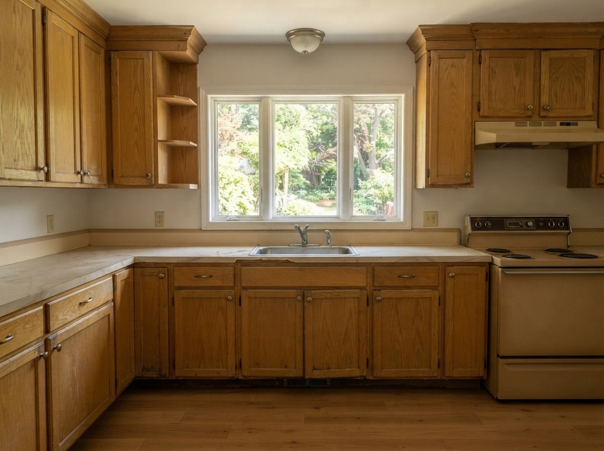 Little Rock kitchen cabinets before professional refinishing